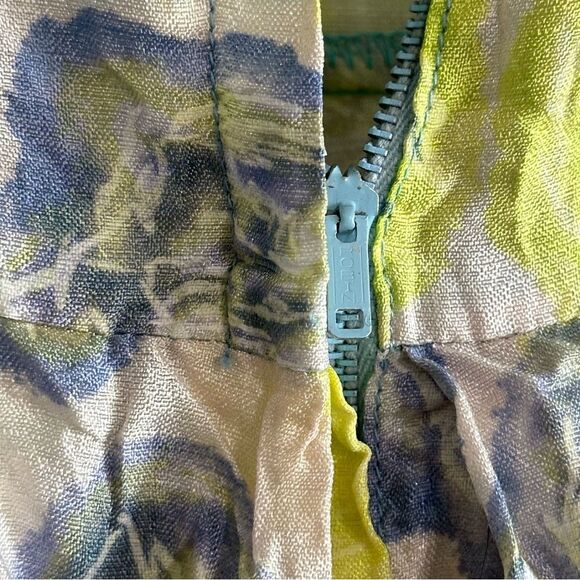Mode O'Day True Vintage Dress Rose Print Yellow Blue Size Small Midi Union Made - Picture 6 of 8